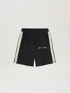 Palm Angels Kids Logo Tape Track Shorts In Black