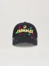 Palm Angels Printed Baseball Cap In 1018 Black - Yellow