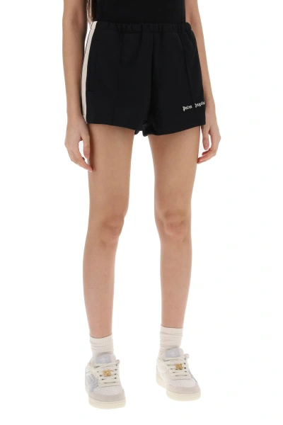 Palm Angels Track Shorts With Contrast Bands In Black Off White (black)