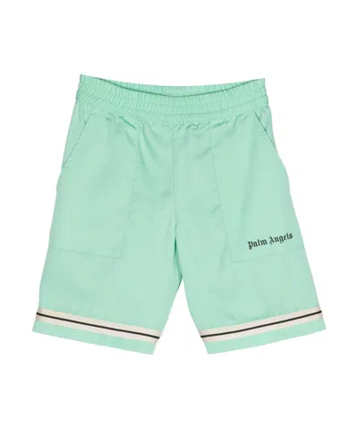 Palm Angels Kids' Track Travel Shorts In Green