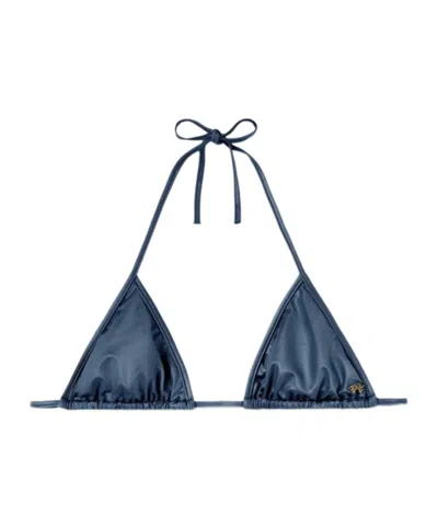 Palm Angels Triangular Bikini Top In Blue
