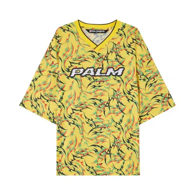 Pre-owned Palm Angels Tribal Allover Palm Sport Tee 'yellow/off White' | Men's Size L