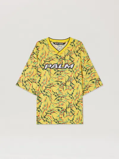 Palm Angels Tribal Allover Palm Sport T-shirt In Brown