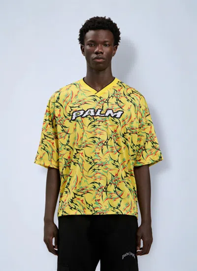 Palm Angels Tribal Allover Palm Sport T-shirt In Yellow