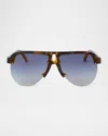 Palm Angels Trinity Aviator Acetate Sunglasses In 6048 Havana Blue Gradient Flash Gold