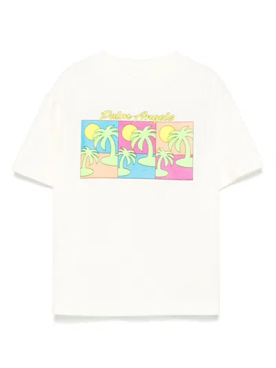 Palm Angels Kids' Triple Pop Palms T-shirt In White