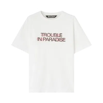 Pre-owned Palm Angels Trouble In Paradise T-shirt 'white/pink' | Men's Size Xxl