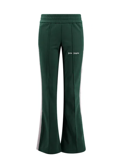 Palm Angels Logo-print Flared Track Pants In Green