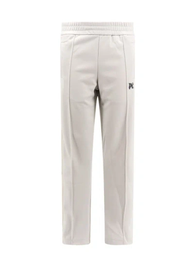 Palm Angels Trouser With Embroidered Monogram On The Front In White