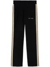 Palm Angels Logo Print Linen Track Pants In Black