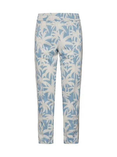 Palm Angels Trousers In Light Blue Off White