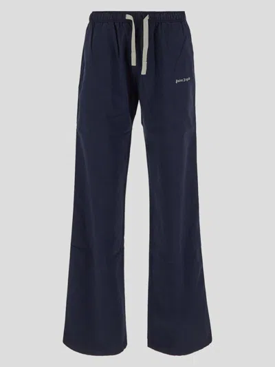 Palm Angels Trousers In Navyblueoffwhite