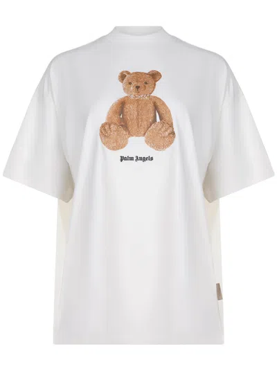 Palm Angels White Bear Loose Graphic Cotton T-shirt