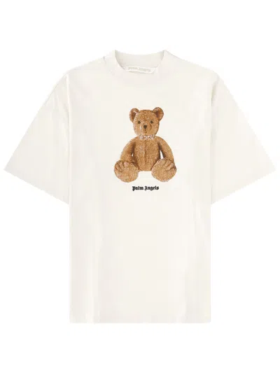 Palm Angels Crew Neck Graphic Print Short Sleeve Top In White