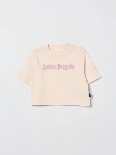 Palm Angels Kids' Tシャツ  ボーイ カラー ピンク In Neutral