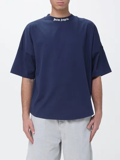 Palm Angels Deep Navy Classic Logo Over T-shirt In Green