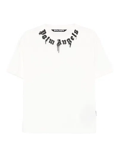 Palm Angels Curved Logo T-shirt In White