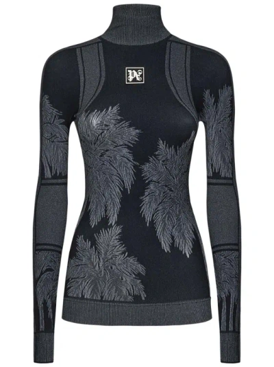Palm Angels Turtleneck In Black Technical Fabric