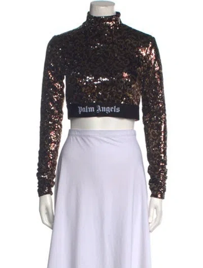 Pre-owned Palm Angels Turtleneck Long Sleeve Crop Top In Multi