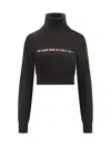 Palm Angels All Roads Text Detail Cropped Turtleneck In Black