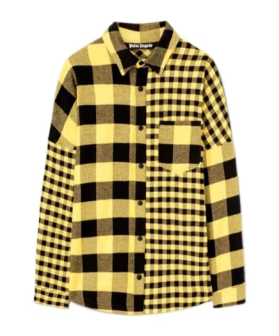 Palm Angels Tweed Checked Jacket In Yellow