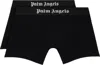 Palm Angels Men's Set Of Two Cotton Boxers | Size Small | Pmuh001c99fab0020110 Color Whiteblack In Black - Black