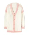 Palm Angels Two-tone Knitted Cardigan In White
