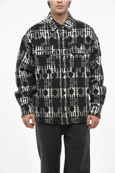 PALM ANGELS TWO-TONE OVERSHIRT WITH DOUBLE BREAST POCKET