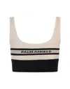 PALM ANGELS TWO-TONE WOOL CROP TOP WITH LOGO
