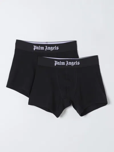 Palm Angels Two-pack Of Cotton Boxer Shorts With Branded Elastic Band In Black