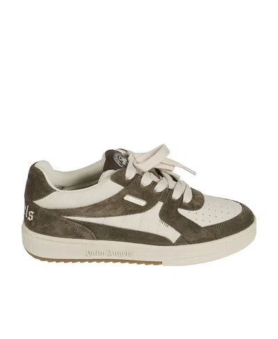 Palm Angels Logo Embroidered University Sneakers In White Dark