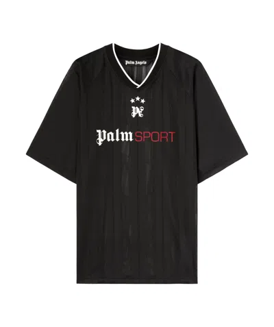 Palm Angels V-neck T-shirt In Black