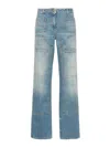 Palm Angels Knee-panel Faded Jeans In Blue