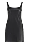 Palm Angels Leather-effect Logo Mini Dress In Black