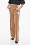Palm Angels Velour Straight Fit Track Pants With Contrasting Bands