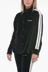 Palm Angels Logo-embroidered Velvet Track Shirt In Black