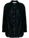 Palm Angels Velvet Crinkled Shirt In Blau