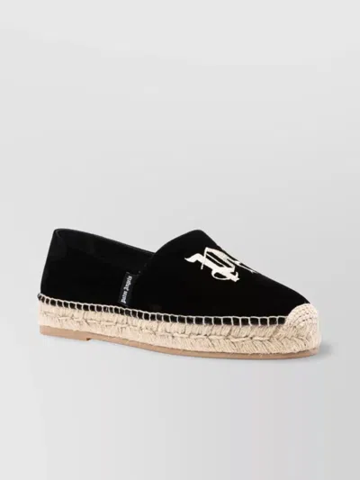 PALM ANGELS VELVET ESPADRILLES EMBROIDERED LOGO