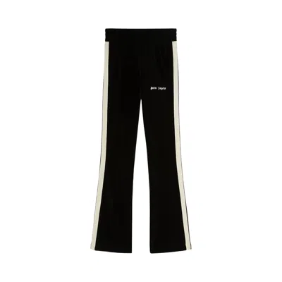 Pre-owned Palm Angels Velvet Flare Track Pants 'black/off White' | Women's Size Xs