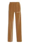 Palm Angels Velvet Trousers With Contrasting Color Stripe In Beige
