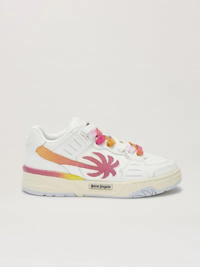 Palm Angels Venice Gradient Leather Sneakers In White