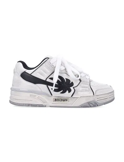 Palm Angels Venice Worn Out Palm Patch Sneakers In White Black