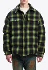 Palm Angels Check-pattern Padded Shirt Jacket In Green