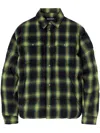 Palm Angels Check-pattern Padded Shirt Jacket In Green