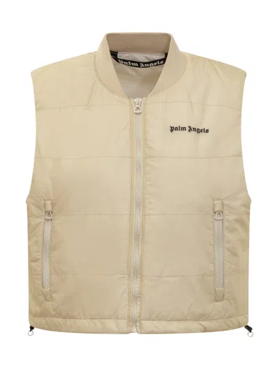 Palm Angels Vest With Logo In Off White