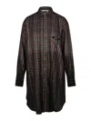 Palm Angels Checkered Chemisier Dress With Logo In Gris