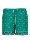 Palm Angels Paisley Print Swim Shorts In Green