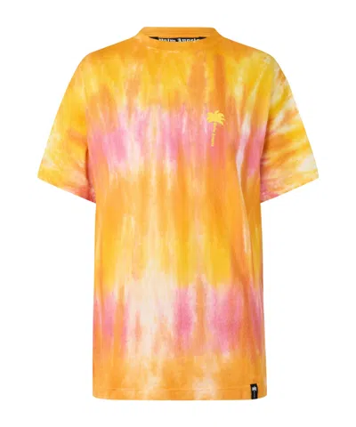 Palm Angels Vibrant Tiedye Tshirt In Yellow