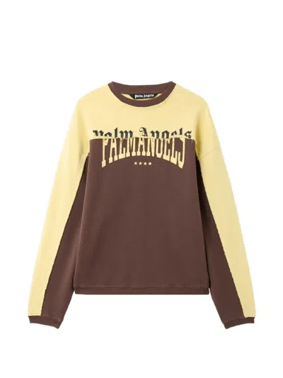 Palm Angels Vintage Logo Crewneck Sweatshirt In Brown