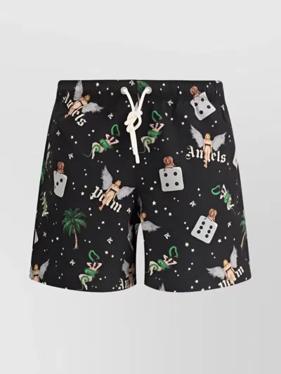 Palm Angels Vintage Pin-up Print Swimshorts In Black